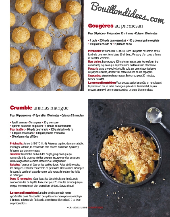 Avantages Hors Serie cuisine Sans gluten, sans Lactose & cie recettes salées Bouillondidees