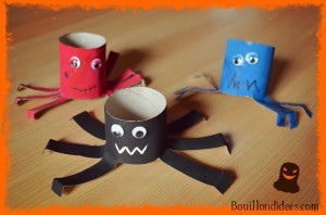 Monstres araignées rouleau papier toilette DIY Halloween Bouillondidees