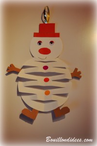 DIY Noël déco à suspendre bonhomme de neige en papier Bouillondidees