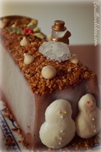 bûche mousse glacée au chocolat dessert réveillon Noël - parfait -sans gluten, sans lait, sans blanc d'oeuf côté Bouillondidees