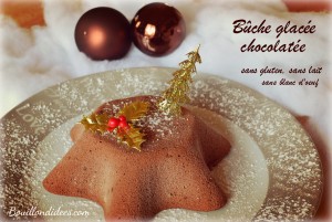bûche mousse glacée chocolatée Noël - parfait -sans gluten, sans lait, sans blanc d'oeuf Bouillondidees