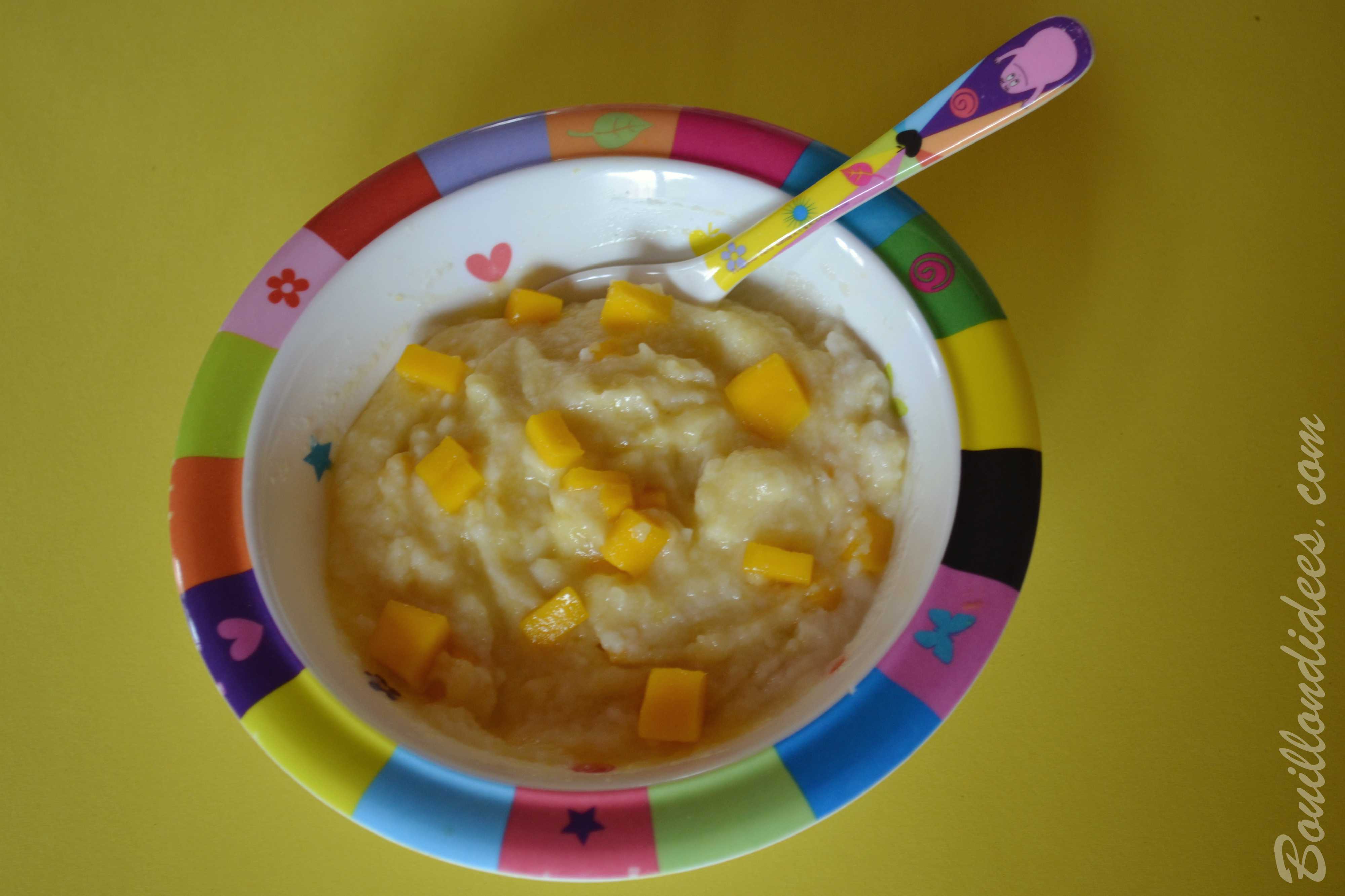 Premier porridge pour bébé à la mangue (sans PLV, sans gluten)