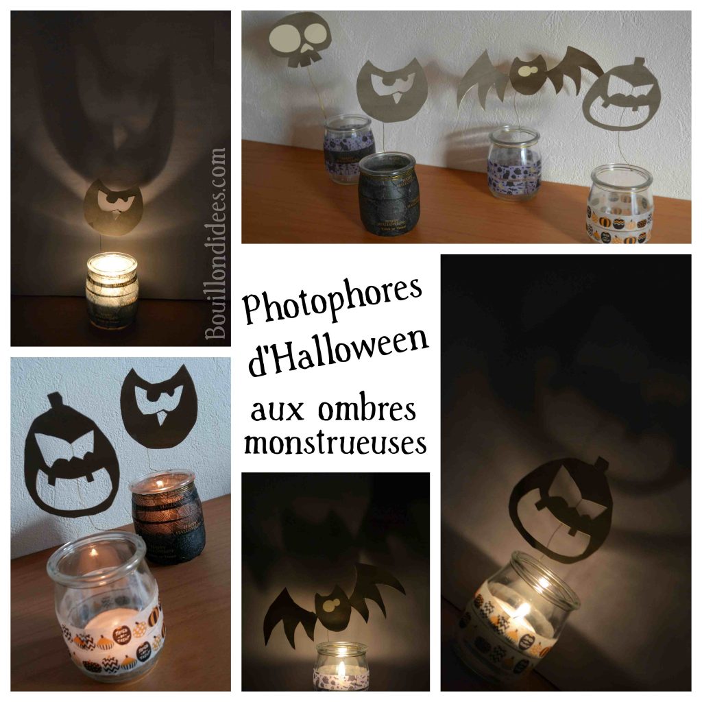 Photophores d'Halloween aux ombres monstrueuses (citrouille chouette chauve souris)DIY
